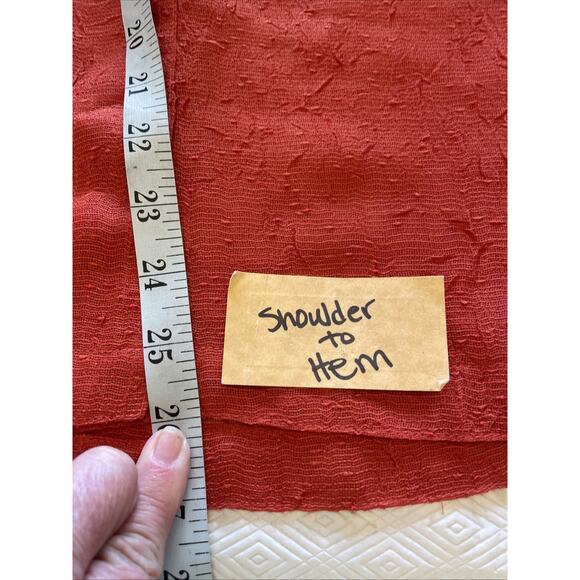 Coldwater Creek Orange Sheer Layering Gauze Button Up Shirt Size PM 3/4 Sleeves - Picture 13 of 16